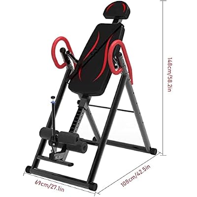 Robust Inversion Table, Height Adjustable Folding Home Fitness Teeter Inversion Table, Relieves Back Pain/Reduces Muscle Tension