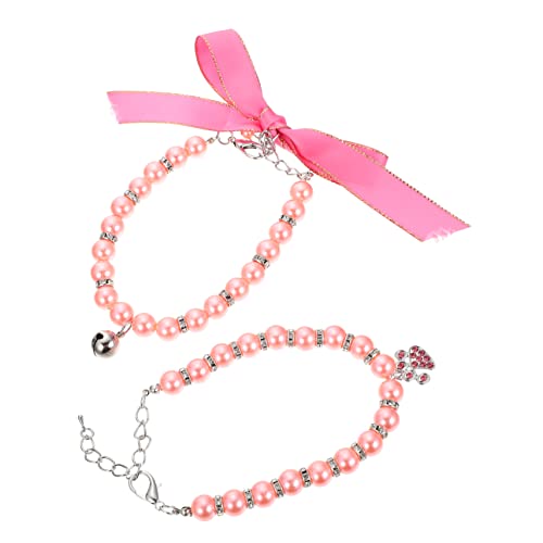 Collier de perle pour chat et petit chien réglable - Lot de 2 colliers élégants chic