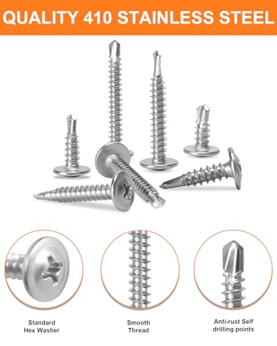 Aidebr 5688 460Pcs Self Tapping Screws For Metal, 410 Stainless Steel Screws Assortment Kit thumb #2