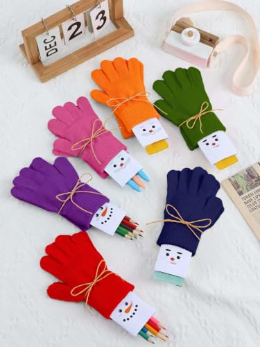 Image of Cooraby 12 Pairs Kid's Winter Magic Gloves Children Stretchy Warm Magic Gloves Boys or Girls Knit Gloves for 6-12 Years