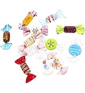 NUOBESTY 12Pcs Vintage Murano Style Glass Sweets Glass Candy Ornaments Various Glass Sweets Candy...
