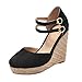 Dorical Damen Espadrilles,Basic Closed Toe Geschlossene Sandalen mit Keilabsatz Double Schnalle für Mutter 35-43 EU(Schwarz,41 EU)