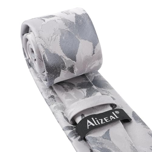 Image of Alizeal Mens 3.15'' Light Color Rustic Tie Handkerchief | with Flower Printed Handkerchief for Wedding Business Daily Wear