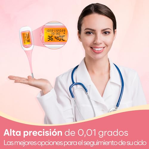 Easy@Home Termómetro basal rastrear período con Premom (iOS o Android) - Sincronizar TBC con Bluetooth Generar tablas & predecir la fertilidad automáticamente. Pantalla grande retroiluminado