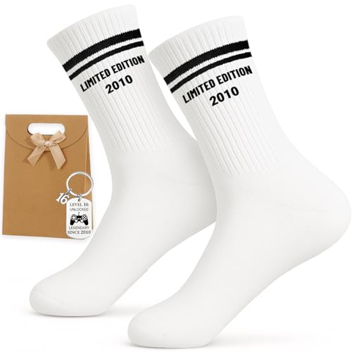 16th Birthday Gifts Boys & Girls Set - Cool Presents For 16 Year Old Boy Legendary Since 2010 - Includes Cotton Socks Level Unlocked Keychain & Bag - Gifts For 16 Year Old Boys Milestone Present