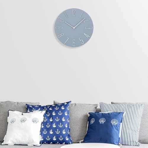 掛け時計 静音 時計 壁掛け 非電波 北欧 シンプル おしゃれ 壁掛け時計 見やすい 30cm (ブルーグレー)