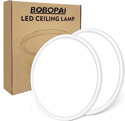 Preisvergleich Produktbild LED Deckenleuchte Rund Flach Deckenlampe mit Hintergrundbeleuchtung, Ø30CM, 4000K, 24W, 3600Lm, IP44 Wasserdichte Badezimmer Lampe, Ultra Dünn Panel Deckenlampen Wohnzimmer Schlafzimmer,White 2 pack