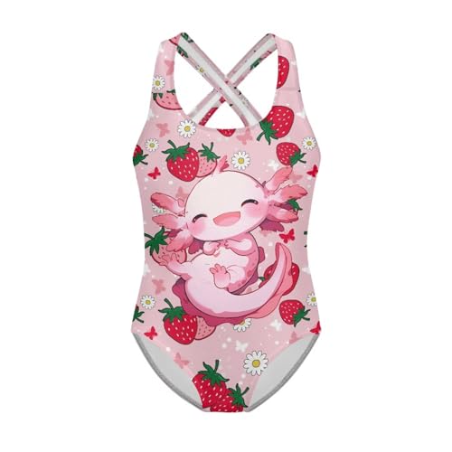 Image of Kid One Piece Swimsuit with Cross Back Girls Summer Sleeveles Swimwear for 5-14 Years