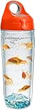 Tervis 1230785 Goldfish Tumbler with Wrap and Orange Lid 24oz Water Bottle, Clear