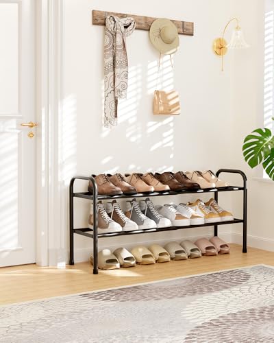 Kitsure Ausziehbares Schuhregal, 2-stöckiger Verstellbarer Metall-Schuhorganisator, Robustes und rostbeständiges Schuhregal für Eingangsbereich, Kleiderschrank oder Schlafzimmer