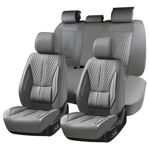 Huidasource Gray Seat Covers, Luxury Nappa Leather Car Seat Cover with Velcro Adjustable, Airbag, Lumbar Support, Cooling ＆ Heating, Seat Covers for Universal Fit for Most Cars SUV Trucks, Gray by Huidasource - Used condition - US$84.80