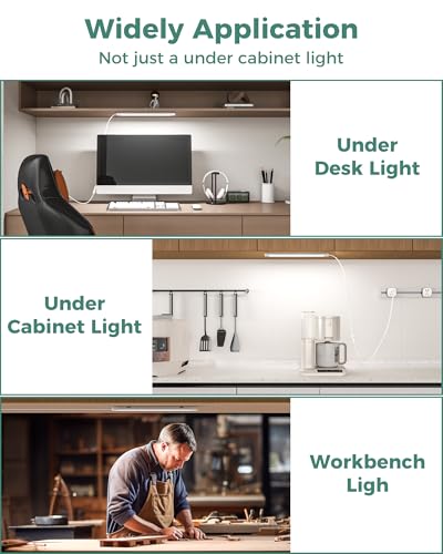 Image of ASOKO 16 inch Under Cabinet LED Lights Plug in Workbench Light | ASOKO 16 inch Under Cabinet LED Light, 700LM 6000K Plug in Counter Workbench Light with Switch, Kitchen Desk