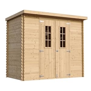 TIMBELA M310C Holzhaus Gartenhaus - Gartenschuppen Holz B239xL142xH200 cm/ 2, 63 m2 Lagerschuppen für Garten - Fahrrad Schuppen - Wasserfestes Dach