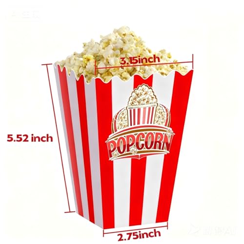 Image of 30Pcs Red White Striped Classic Popcorn bucket, Disposable Popcorn Boxes for Movie Night, Home Halloween, Thanks Giving, Christmas Party