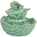 Sunnydaze Stacked Seashells 7-Inch Indoor Ceramic Tabletop Fountain - Electric Submersible Pump with Adjustable Flow Green