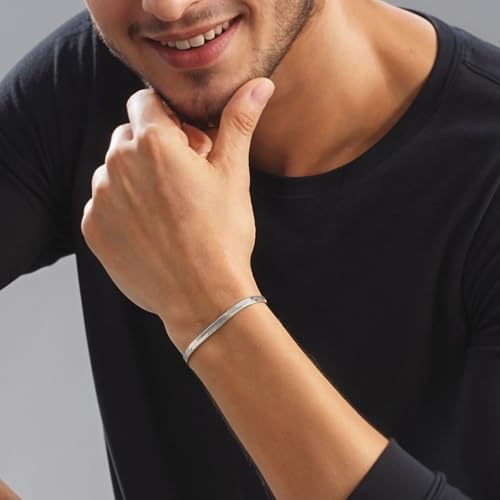 Waterproof 14K Gold Over Herringbone Chain Bracelet Anklet for Women and Men, Ankle Bracelet Premium Solid Stainless Steel (Silver)2