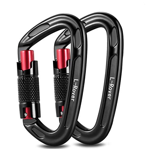 L-Rover Ultra Sturdy Twist Lock Climbing Carabiner Clips, Auto Locking and Heavy Duty