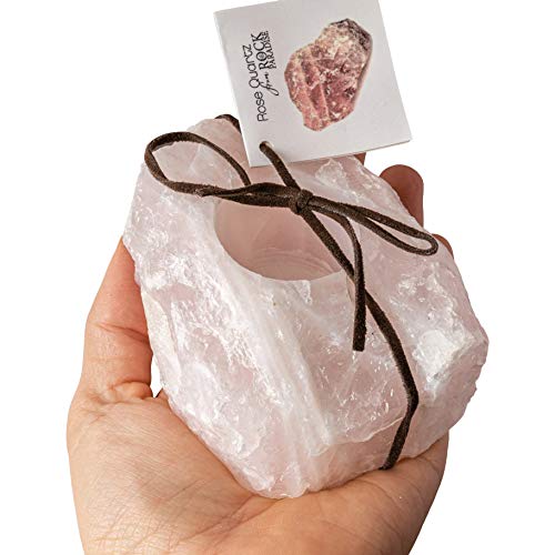 1 (One) Rose Quartz Candle Holder Rock Paradise Exclusive With Certificate Of Authenticity Am7B8 #TOP1