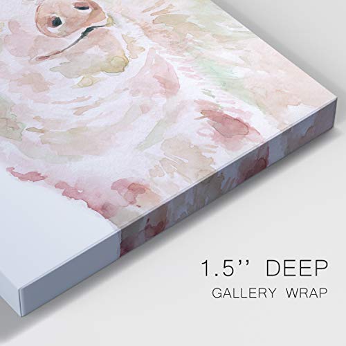 Renditions Gallery Canvas Animal Wall Art Modern Decorations Paintings & Prints Happy Floral Crown Pig Abstract Pink Romantic Wall Hanging Artwork For Bedroom Office Kitchen - 16"X20" Lt26 #TOP5