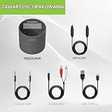 Avantree Orbit Nadajnik audio Bluetooth 5.0 do telewizora z obsługą dźwięku przestrzennego 5.1, długi zasięg klasy 1, wyświetlacz LED, podwójne łącze, brak opóźnienia synchronizacji warg