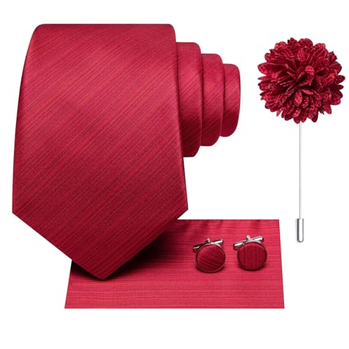 Image of Hi-Tie Men's Tie Lapel Pin Set Pocket Square Cufflinks Formal Woven Silk Tie Sets Wedding Party