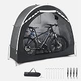 Aoxun Fahrradgarage für 2 Fahrräder, Fahrradzelt Wetterfest 210D Oxford Motorrad Garage, Fahrrad Garage Outdoor Gerätezelt für Fahrräder Motorräder Gartengeräte Rasenmäher, Schwarz, 200x80x165CM