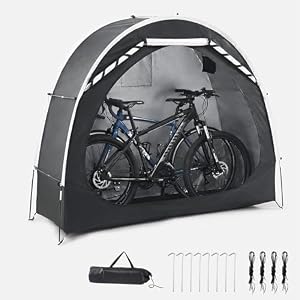 Aoxun Fahrradgarage für 2 Fahrräder, Fahrradzelt Wetterfest 210D Oxford Motorrad Garage, Fahrrad Garage Outdoor Gerätezelt für Fahrräder Motorräder Gartengeräte Rasenmäher, Schwarz, 200x80x165CM