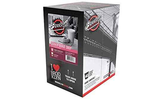 Brooklyn Beans Corner Donut Shop Gourmet Coffee Pods - Compatible with Keurig K Cup Brewers Including 2.0 Machines, 40 Count, Classic Donut Shop