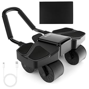 Automatic Rebound Ab Abdominal Exercise Roller Wheel, Ab Roller Wheel with Elbow Support and 2 Knee Mat, Abdominal Trainer, Core Training Equipment, for Fitness Strength Training Home Workout