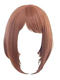 ECOS Ochako Uraraka Brown Cosplay Wig (Uraraka Wig) with Bangs My Hero Academia Boku No Hero Akademia, Length:30cm