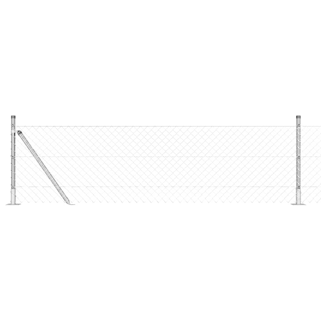 Fence Post Silver 25 x 0.6 m 40 x 40 mm Mesh Steel Garden Boundary Kit Weather Resistant with UV Coating Corrosion Proof Easy Install for Patio Terrace Outdoor Barrier Support