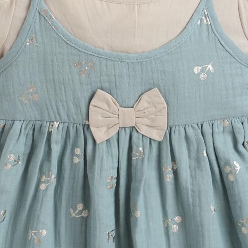 Image of Mama&Bebe Summer Dress for Girls with Cotton Soft Lining | Printed Fit & Flare Kids Outfit with Cute Bow Detail | Comfortable Breathable Party & Outing Dress for Toddlers and Little Girls
