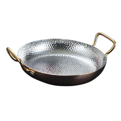 GRIRIW Paellera Acero Inoxidable Doble Asa 32 Cm Sartén Resistente al Desgaste Olla de Cocina para Utensilio de Cocina para Hogar para Preparar Paella y Otros