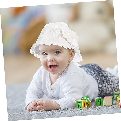 NOLITOY Adjustable Lace Cap White Newborn Hat for Years Soft Comfortable Princess Bonnet for Daily Wear and Photos3