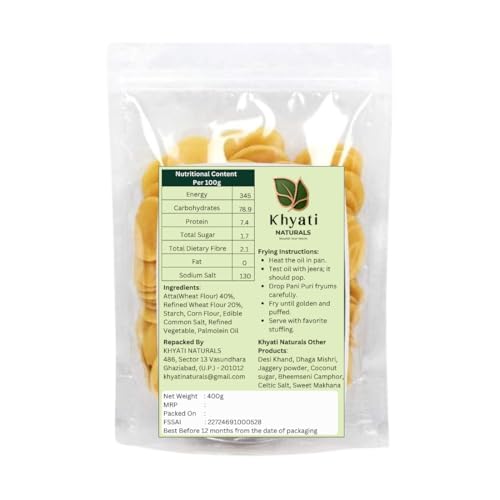 Image of Khyati Naturals Sooji Pani Puri Fryums | Ready-to-Fry & Air Fryer Friendly Golgappa | Instant & Crispy Puchka /Gupchup | Hygienic & Fresh Indian Snack (1kg)