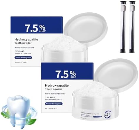 Hydroxyapatite Microcristalline En Poudre, Hydroxyapatite 7,5% En Poudre Pour Les Dents, Nano Hydroxyapatites En Poudre Pour Dentifrice, Haleine Fraîche, Soins De Nettoyage En Profondeur. (3pcs
