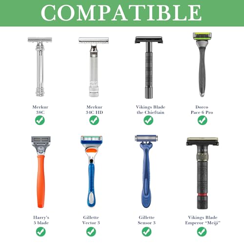 Foto von Linkidea Rasierhobel-Ständer, Öffnungsdurchmesser 18,5 mm, Aluminiumlegierung, für Herren, Rasierständer für Badezimmer, silberfarben, 2 Stück