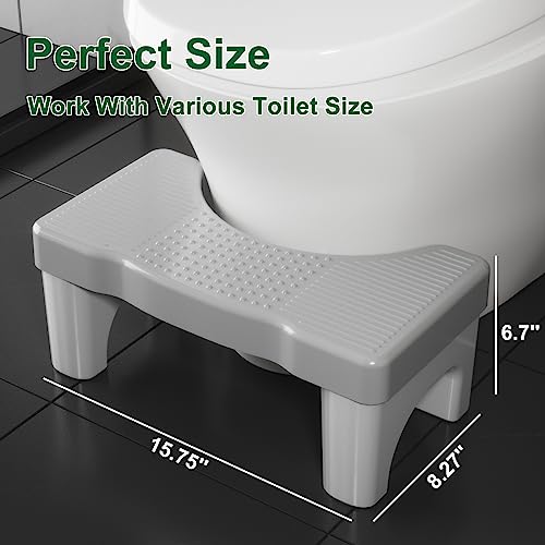 Toilet Stool Poop Stool for Squatting Posture, Portable Plastic Potty Stool for Adults & Kids, Non-Slip Bathroom Step with Patented Design, Ergonomic Toilet Stool Squat Adult - Thumbnail 6