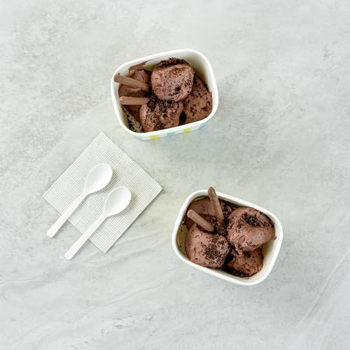 Image of Restaurantware Paper Cups 200 Count 12 Ounce Square Disposable Ice Cream Containers, Leak-Resistant Paper Dessert To Go Cups, Hot And Cold Food, Durable Blue And Green Stripe, Lids Sold Separately