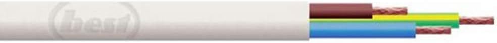Merriway BH01453 3-Core Round Flex Cable, 2183Y 0.5mm White, 5 Metres (16.5 feet) Meters, 5 m