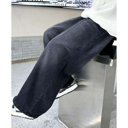 Boys Baggy Straight Leg Jeans - Dark Blue Washed Denim with Cargo Pockets, Relaxed Fit Comfort for Everyday Wear (Sizes 4-16)4