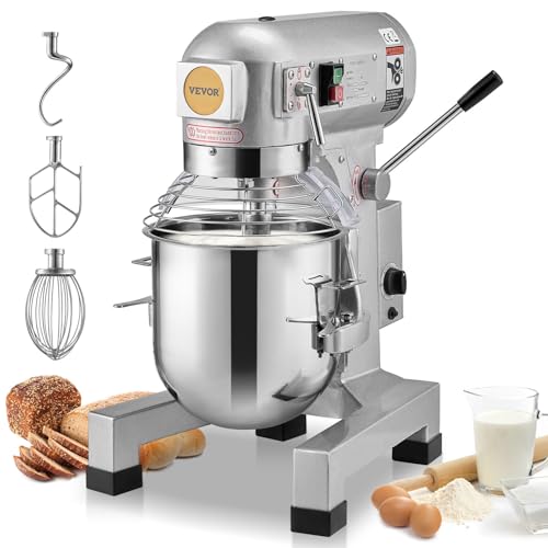Comparison: Best Commercial Mixer For Bread Dough 5 VEVOR Commercial Food Mixer 20Qt, Commercial Mixer with 3 Adjustable Speeds, 1100W Dough Mixer,Commercial Stand Mixer with Stainless Steel Bowl