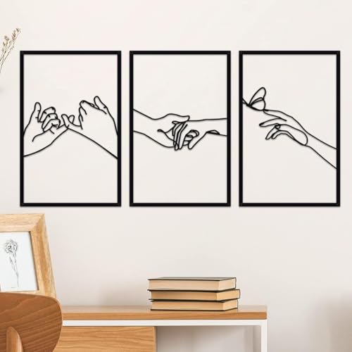Resama Minimalist Lines Female Body Hand Shape Metal Wall Art Decor, Modern Abstract Line Home Wall Art, Women Hanging Wall Signs for Bedroom Living Room Kitchen Decor