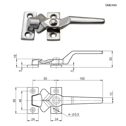 Serrure de porte robuste en acier inoxydable moulé pour équipement thermique industriel