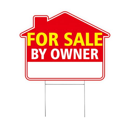 For Sale By Owner Yard Sign with Stake 17 x 13 Double-Sided Corrugated Plastic House for Sale Sign Durable Home for Sale Yard Sale Sign for Real Estate & Estate Sales