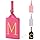 Personalized Initial Luggage Tags for Suitcase, Rose Red Leather Cute Luggage Tags with Privacy Cover Name Card, Embroidered Custom Monogram Luggage Tags Travel Backpack Tag Gifts for Women Kids(M)