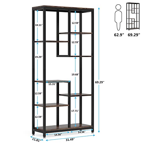 Little Tree 6-Tier Tall Bookshelf Industrial Bookcase For Living Room Home Office #TOP2