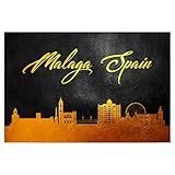 artboxONE Poster 30x20 cm Städte Malaga Spain Gold Skyline 