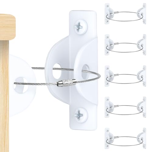 Furniture Anchors, Anti Tip Furniture Straps for Dressers, White, 6 Pack