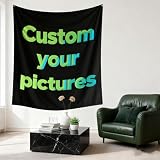 TICBIK Tapiz Personalizado, Tapices de Pared Fondo Personalizado con Foto Texto Nombre para Decoración Del Hogar Para Tapiz de Boda, Familia, Regalo Conmemorativo